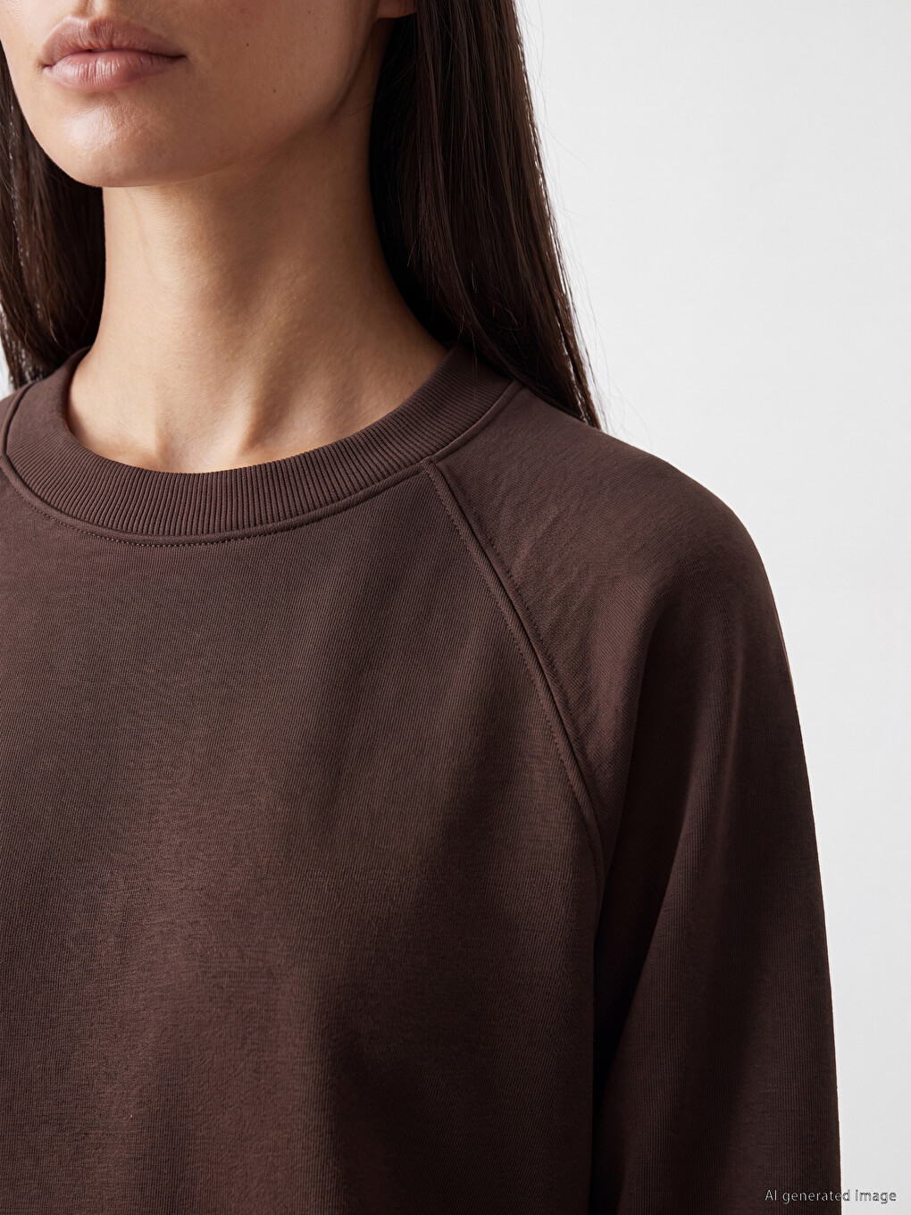 Kahverengi Soft Touch Oversize Kadın Sweatshirt Tunik-2