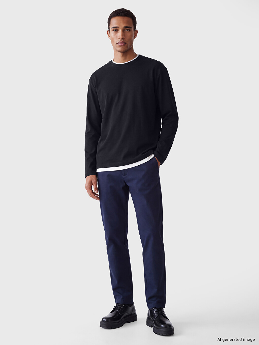 Crew Neck Long Sleeve Men's T-shirt-1