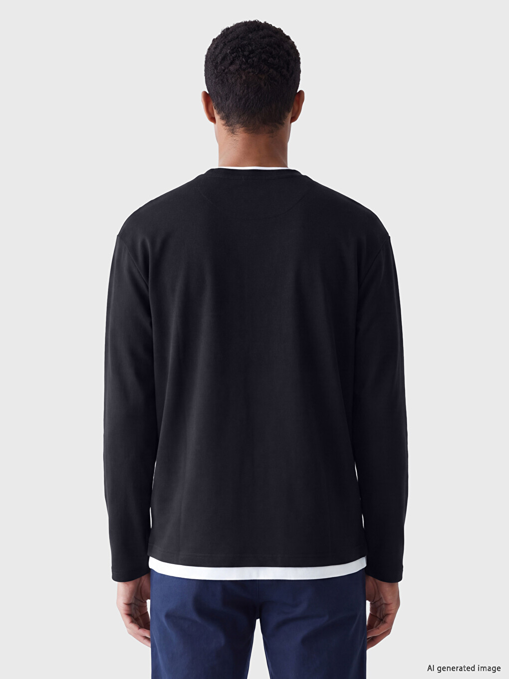 Crew Neck Long Sleeve Men's T-shirt-2