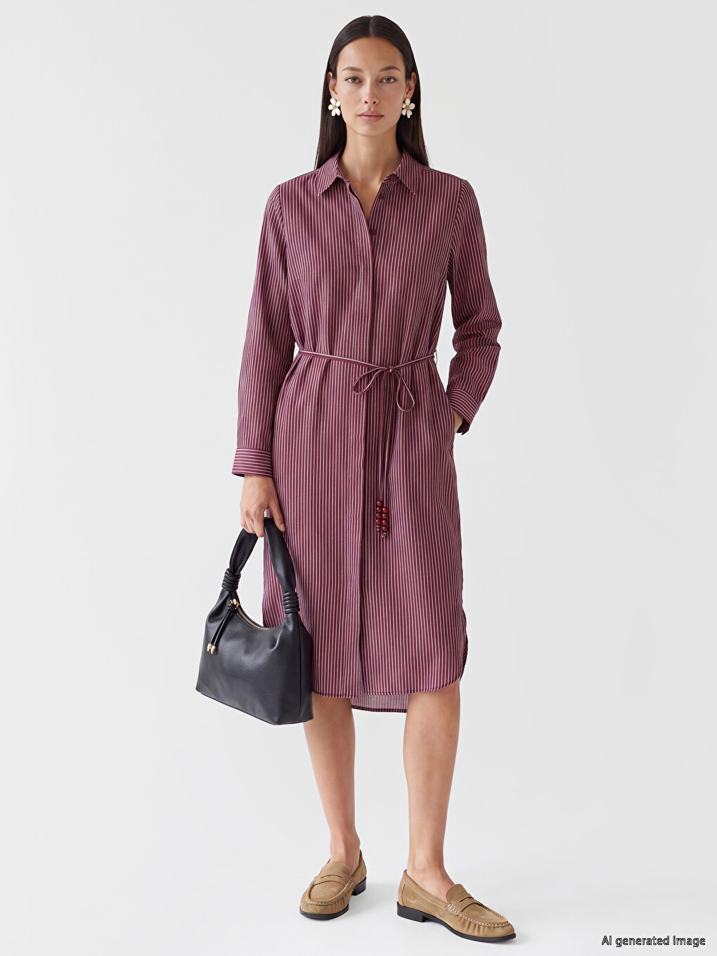 Tunikë Këmishë Oversize Me Shirita Për Gra-3