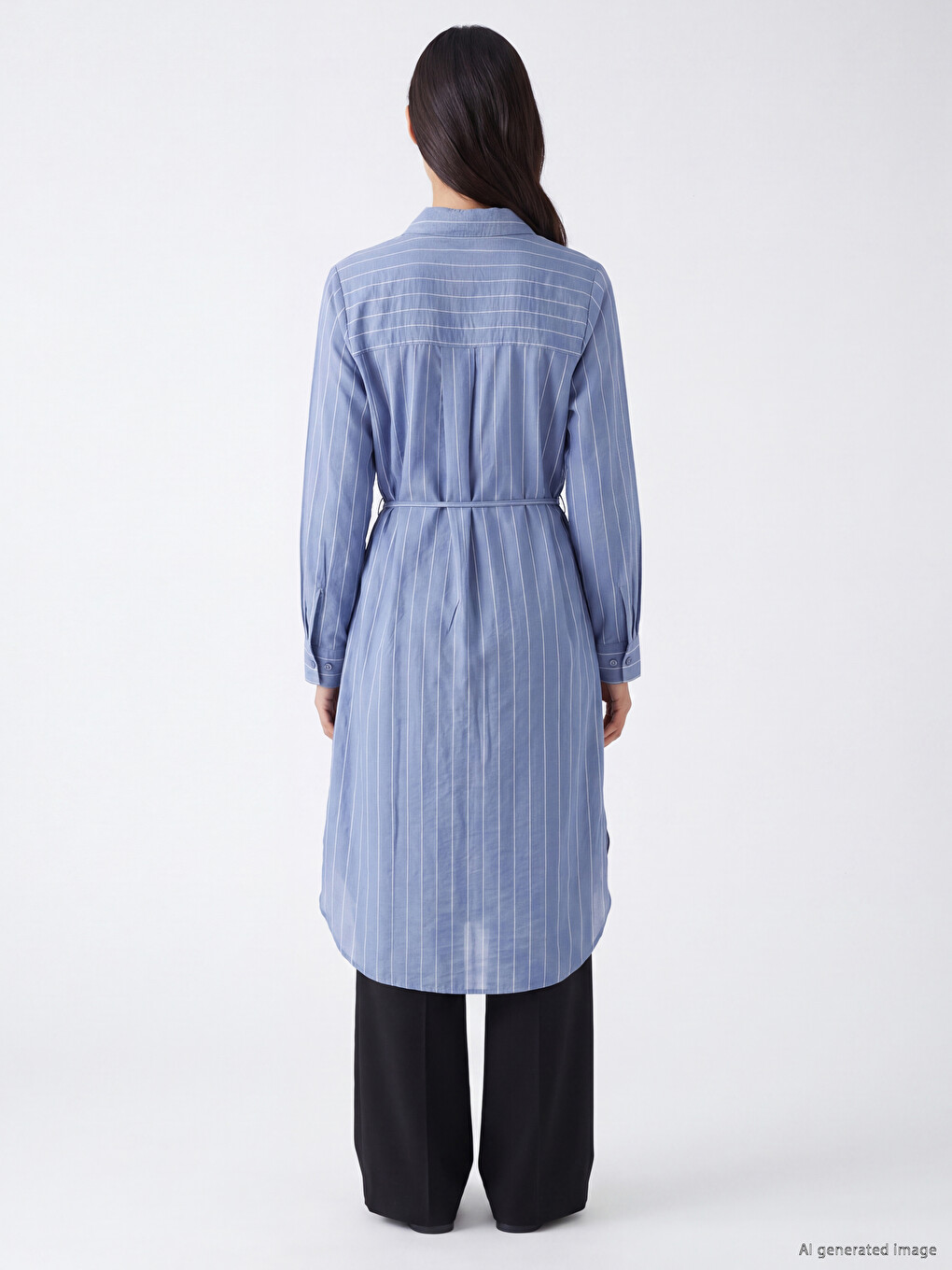Striped Oversize Women's Shirt Tunic-3