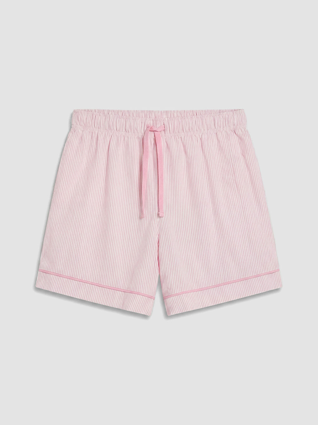 Pembe V Yaka Çizgili Kadın Şortlu Pijama Takımı-4