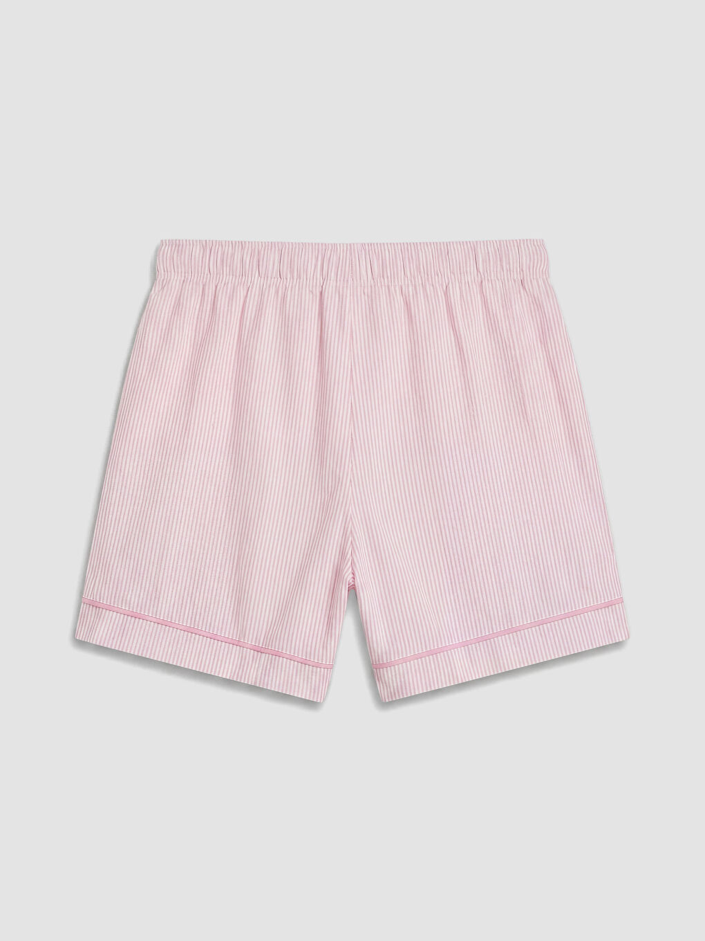 Pembe V Yaka Çizgili Kadın Şortlu Pijama Takımı-6