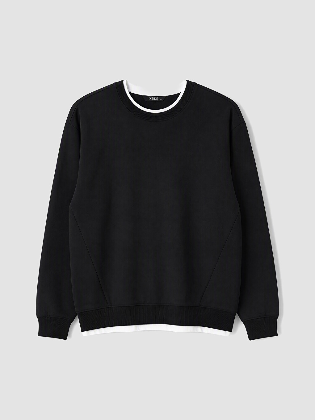 Siyah Bisiklet Yaka Erkek Sweatshirt