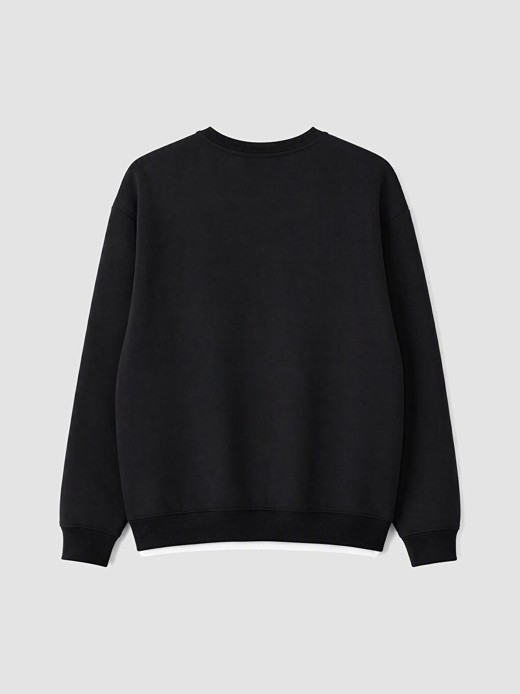 Siyah Bisiklet Yaka Erkek Sweatshirt-2