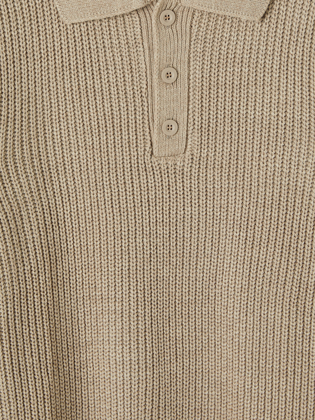 Bej Polo Yaka Erkek Triko Kazak-5