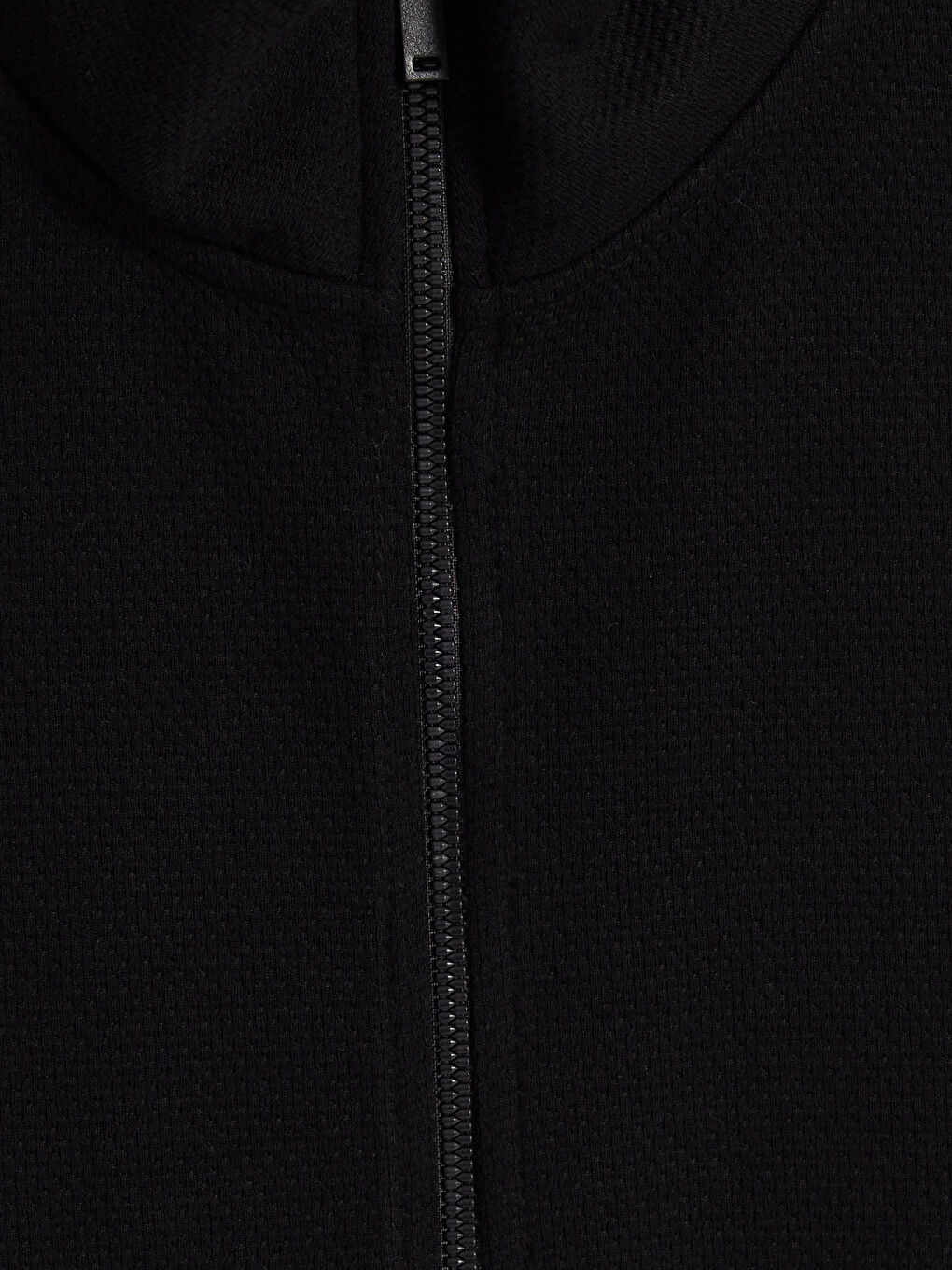 Siyah Dik Yaka Erkek Fermuarlı Sweatshirt-2