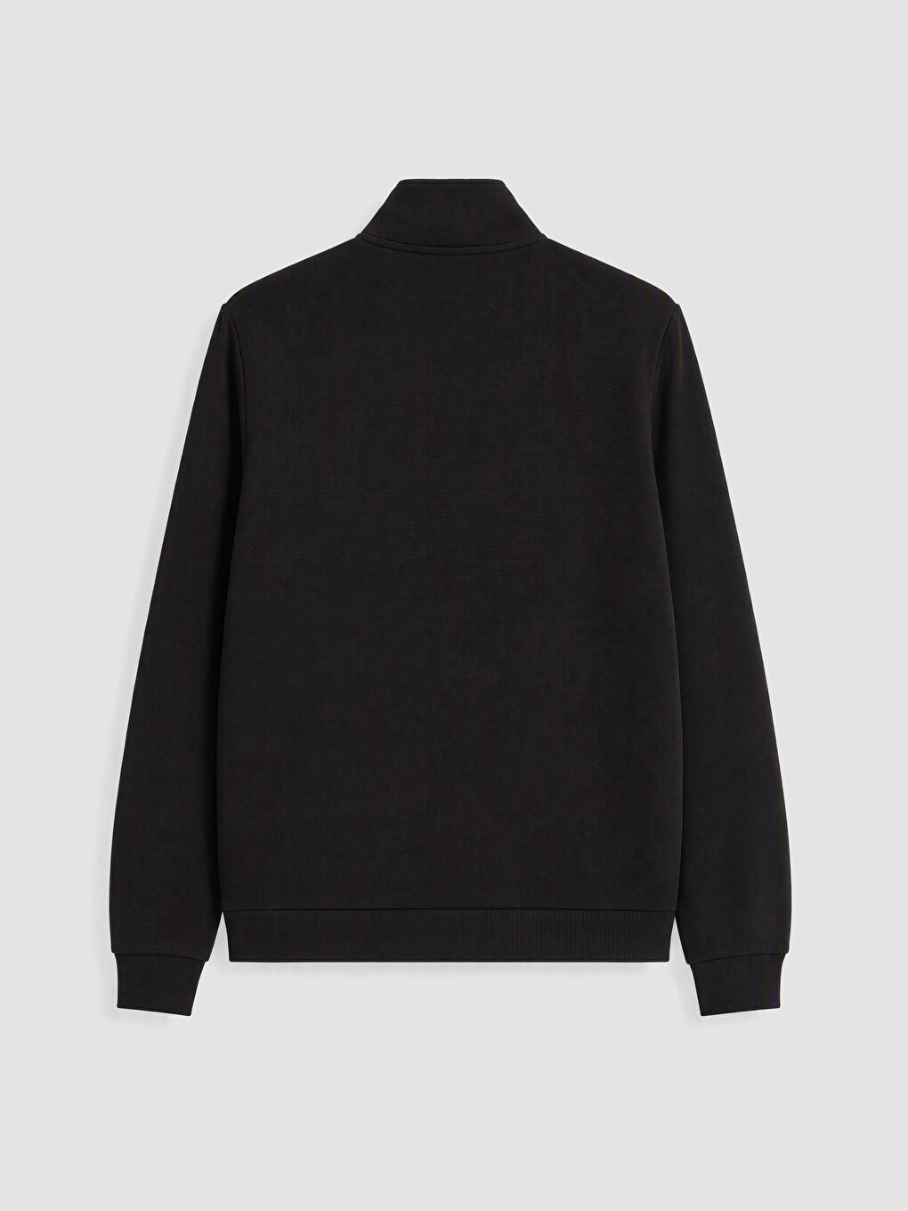 Siyah Dik Yaka Erkek Fermuarlı Sweatshirt-3