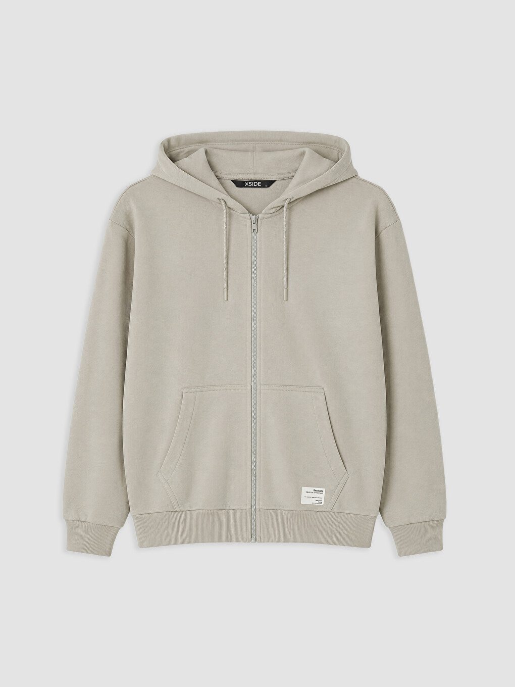 Bej Kapüşonlu Erkek Fermuarlı Sweatshirt-4
