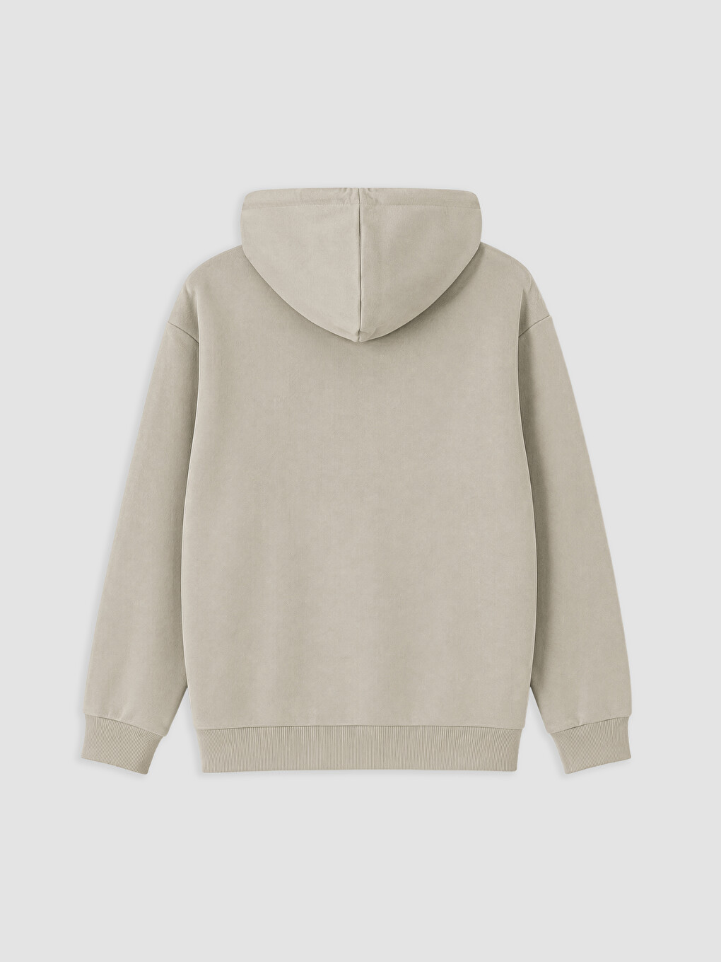 Bej Kapüşonlu Erkek Fermuarlı Sweatshirt-5