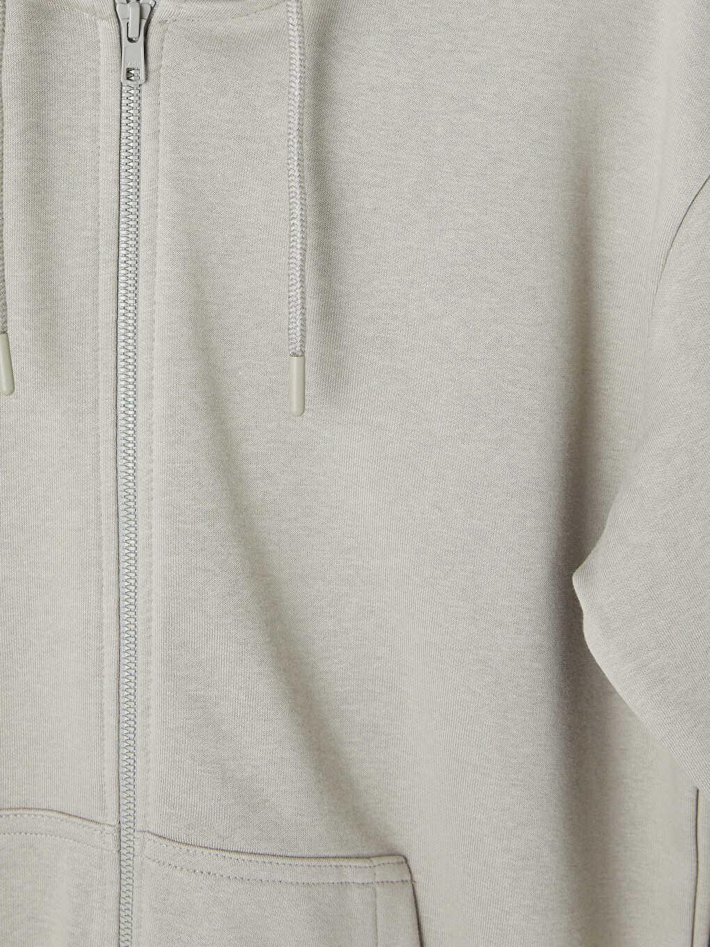 Bej Kapüşonlu Erkek Fermuarlı Sweatshirt-6
