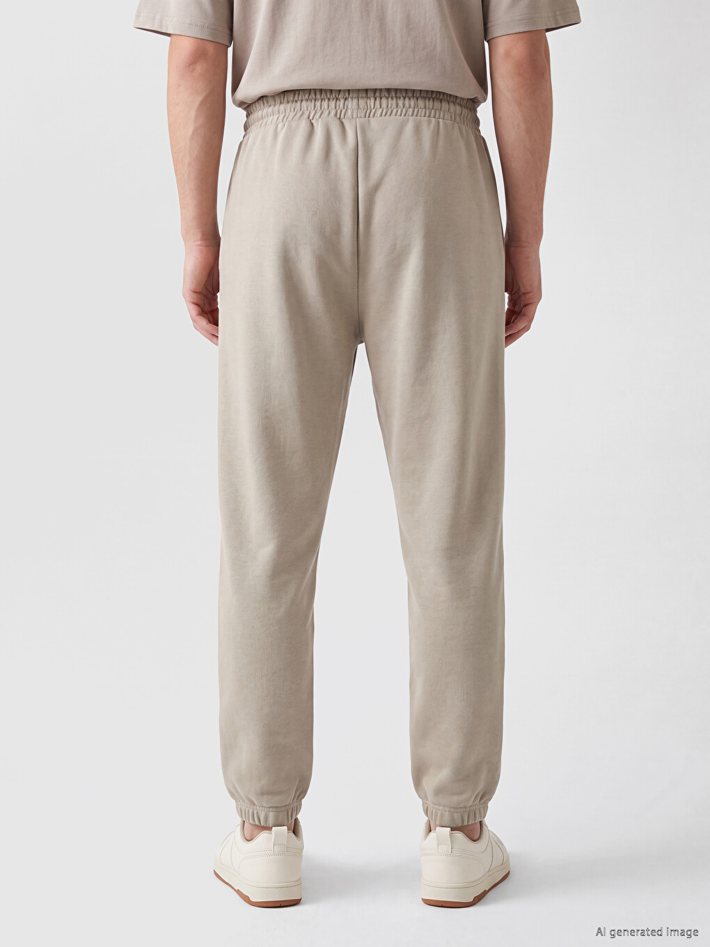 Bej Regular Fit Nakışlı Erkek Jogger Eşofman Altı-3
