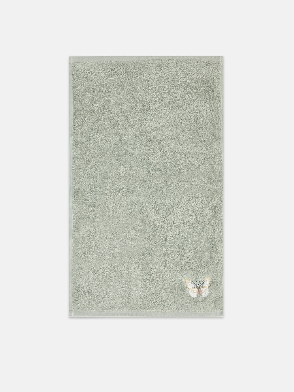Ekru Kelebek Nakışlı Pamuklu El Havlusu 2'li 30x50 Cm-5