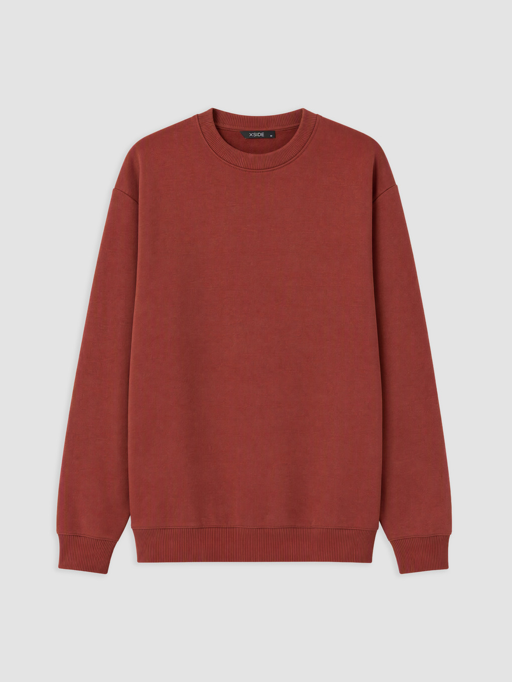 Kahverengi Bisiklet Yaka Kalın Sweatshirt