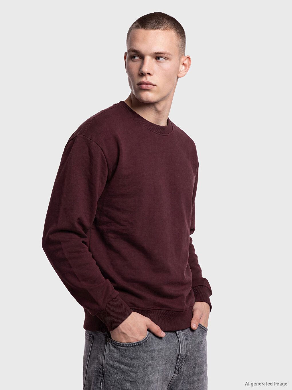 Crew Neck Men's Thick Sweatshirt
