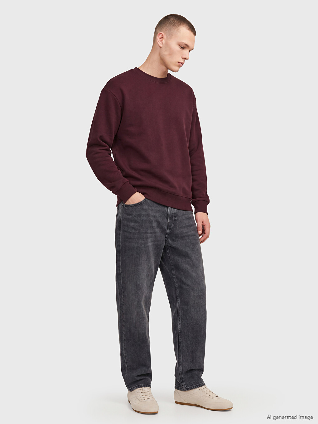 Crew Neck Men's Thick Sweatshirt-1