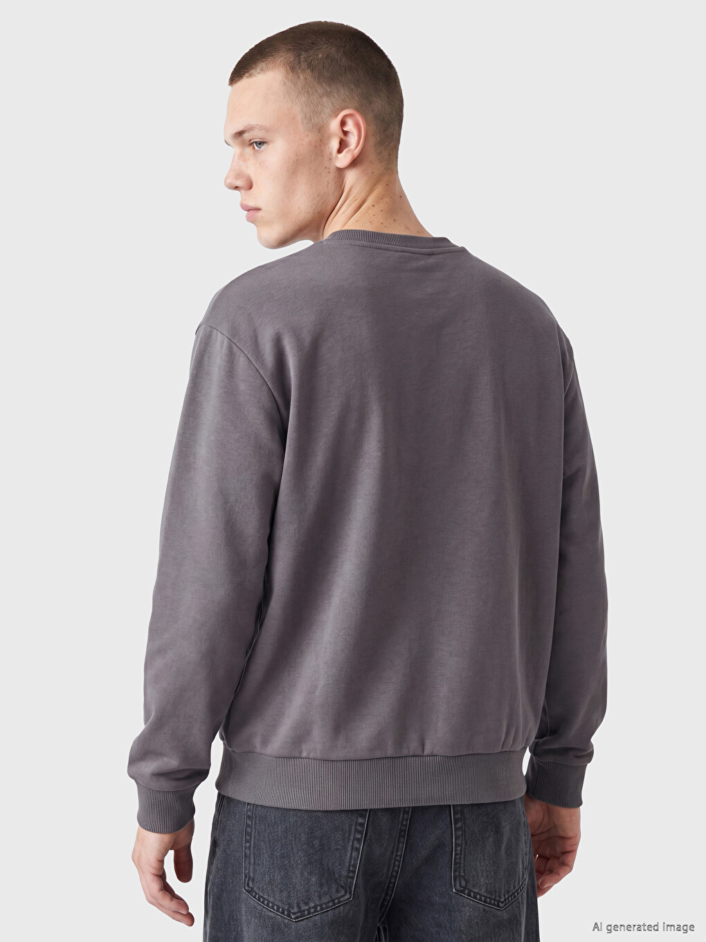 Crew Neck Men's Thick Sweatshirt-3