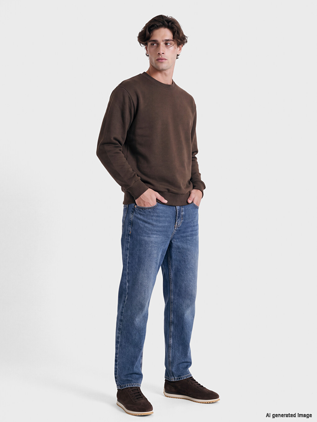 Crew Neck Men's Thick Sweatshirt-1