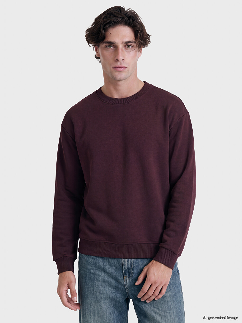 Crew Neck Men's Thick Sweatshirt