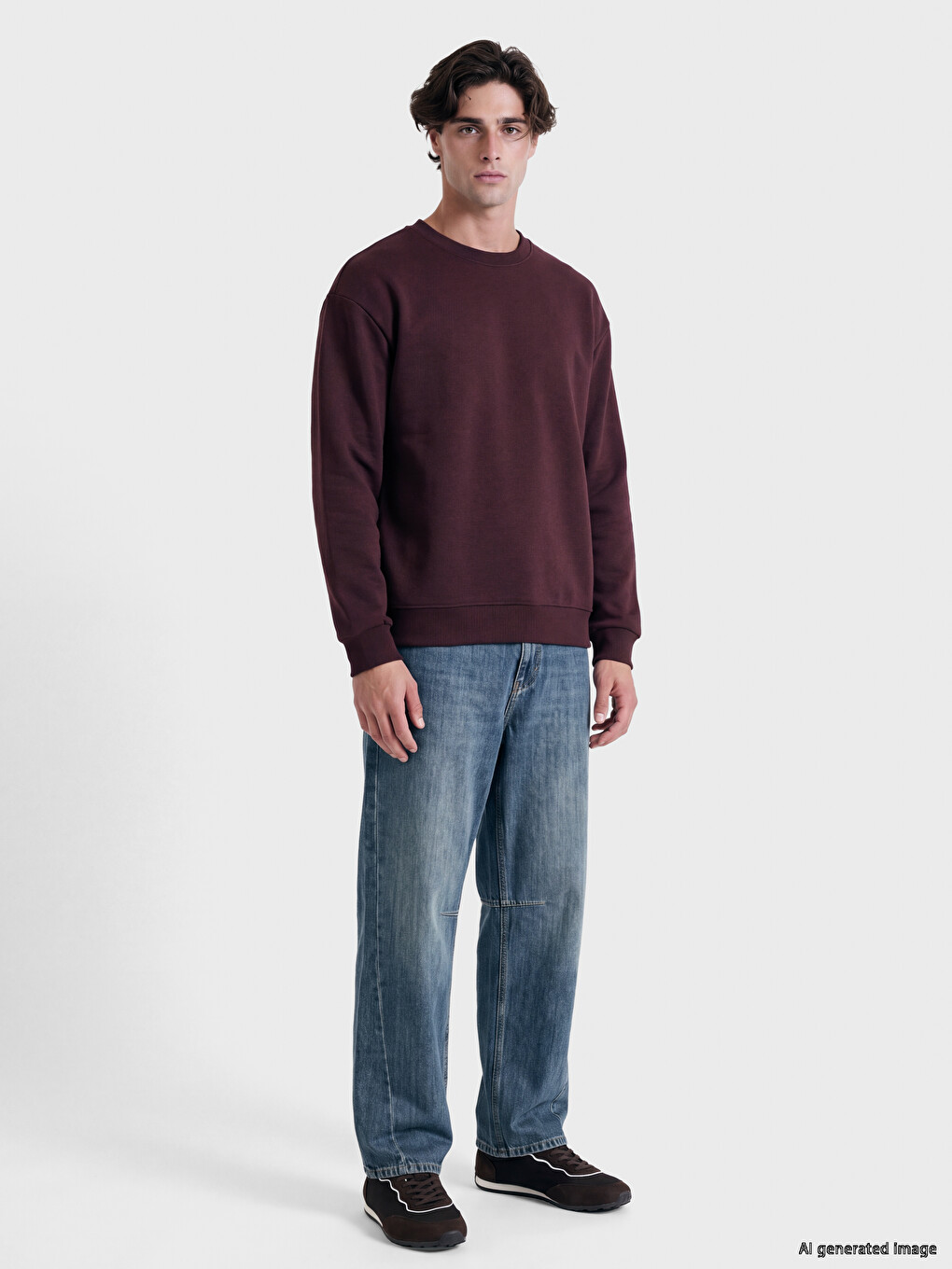 Crew Neck Men's Thick Sweatshirt-1