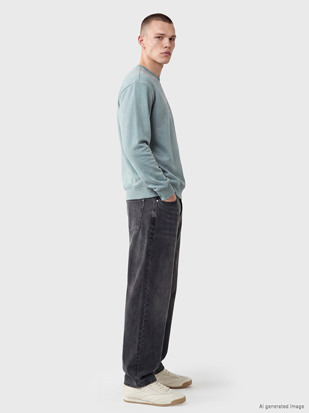 Crew Neck Men's Thick Sweatshirt-1