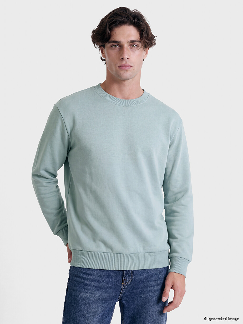 Crew Neck Men's Thick Sweatshirt