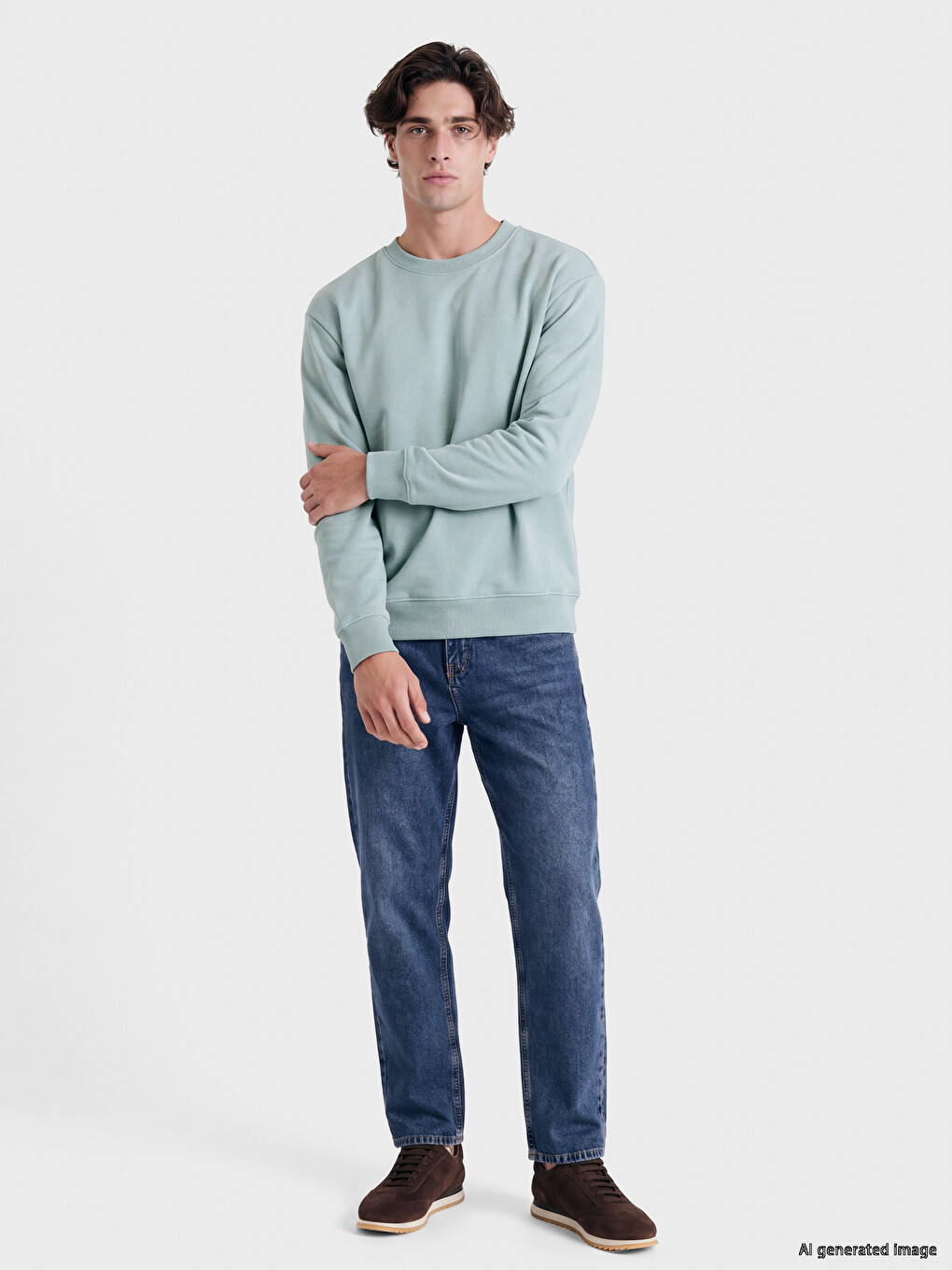 Crew Neck Men's Thick Sweatshirt-1