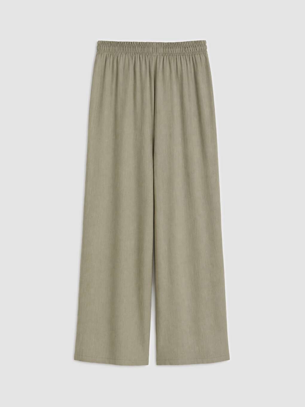 Haki Beli Lastikli Geniş Paça Kadın Pantolon-1