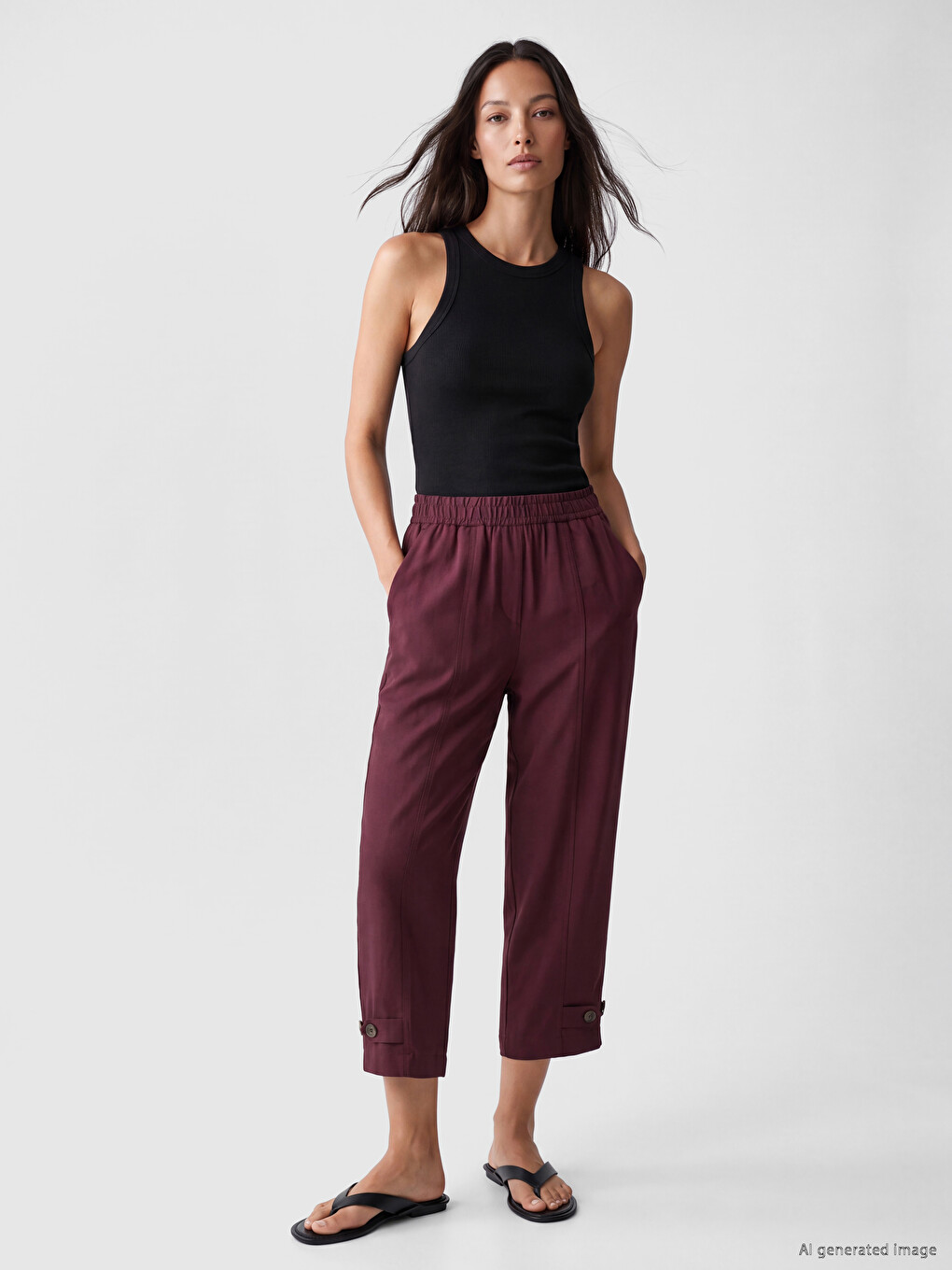 Elastic Waist Modal Blend Women's Trousers