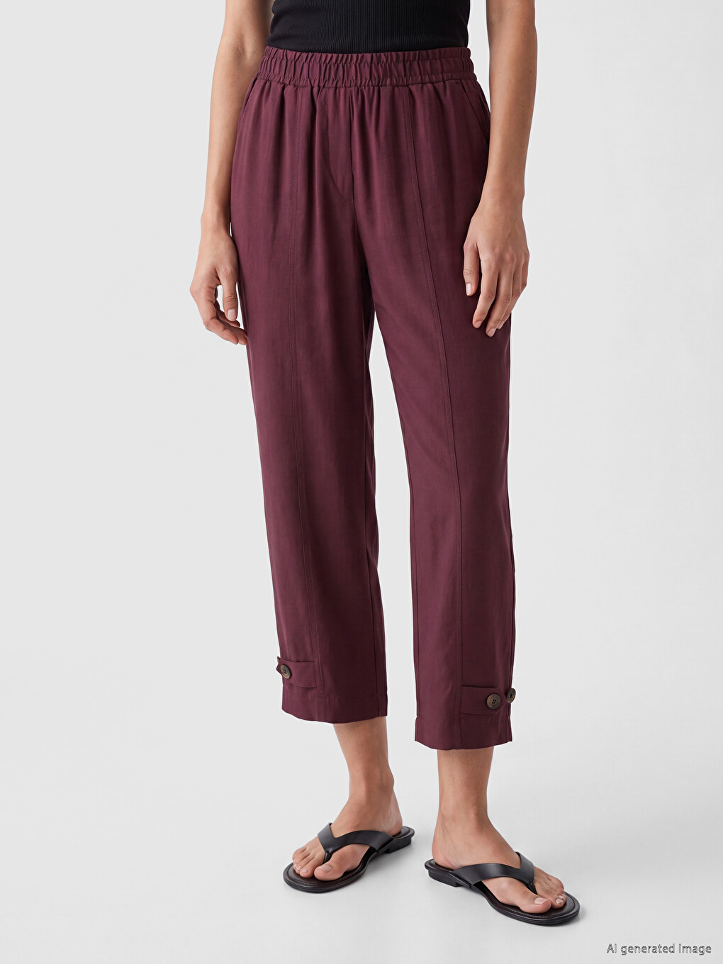Elastic Waist Modal Blend Women's Trousers-1