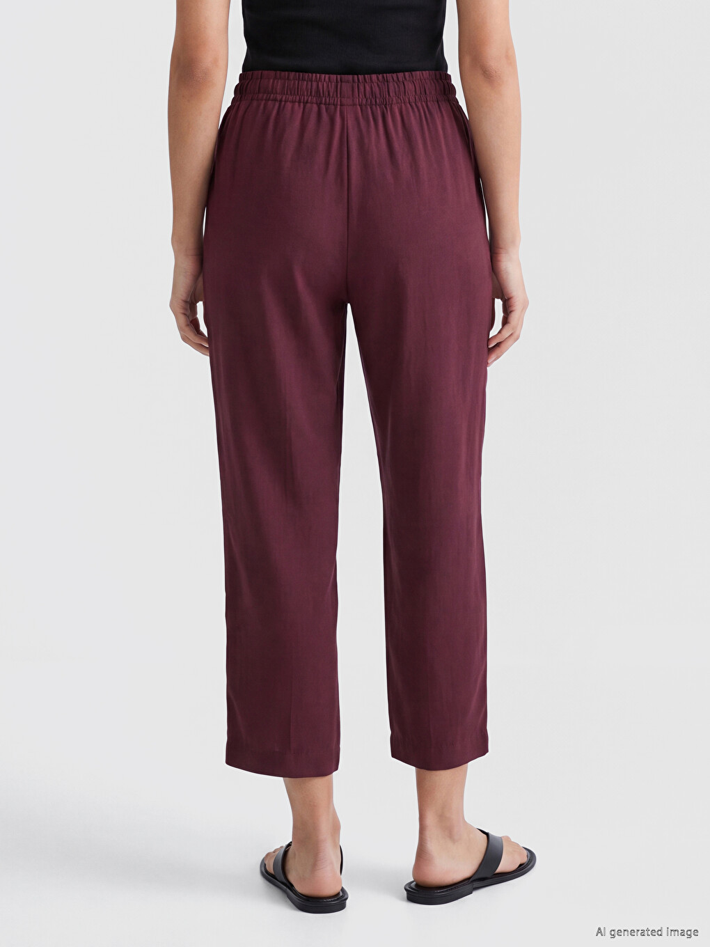 Elastic Waist Modal Blend Women's Trousers-3