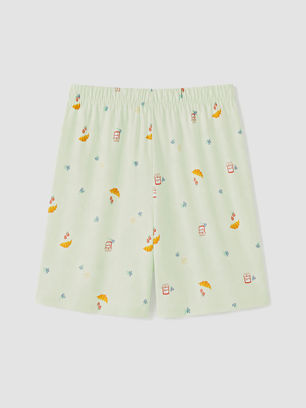 Yeşil Desenli Kadın Şort Pijama Alt-1