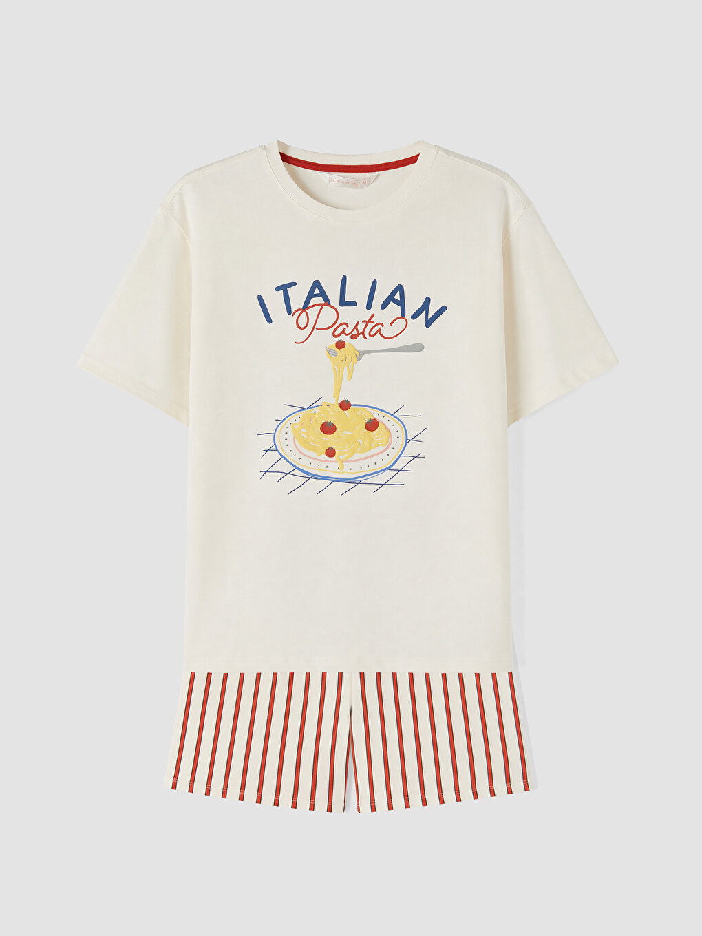 Kırmızı Baskılı Kadın Şortlu Pijama Takımı