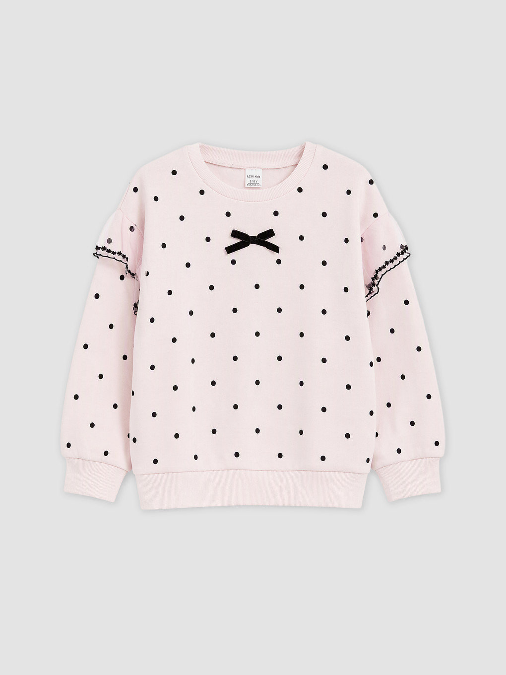 Frilled Printed Girls' Sweatshirt