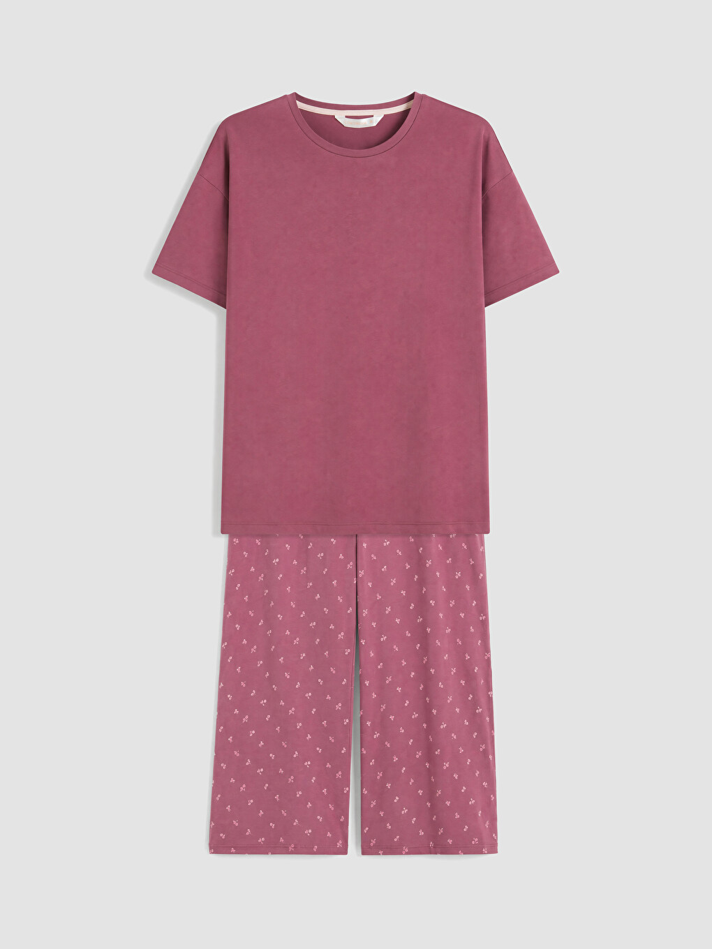 Mürdüm %100 Pamuklu Kadın Kaprili Pijama Takımı