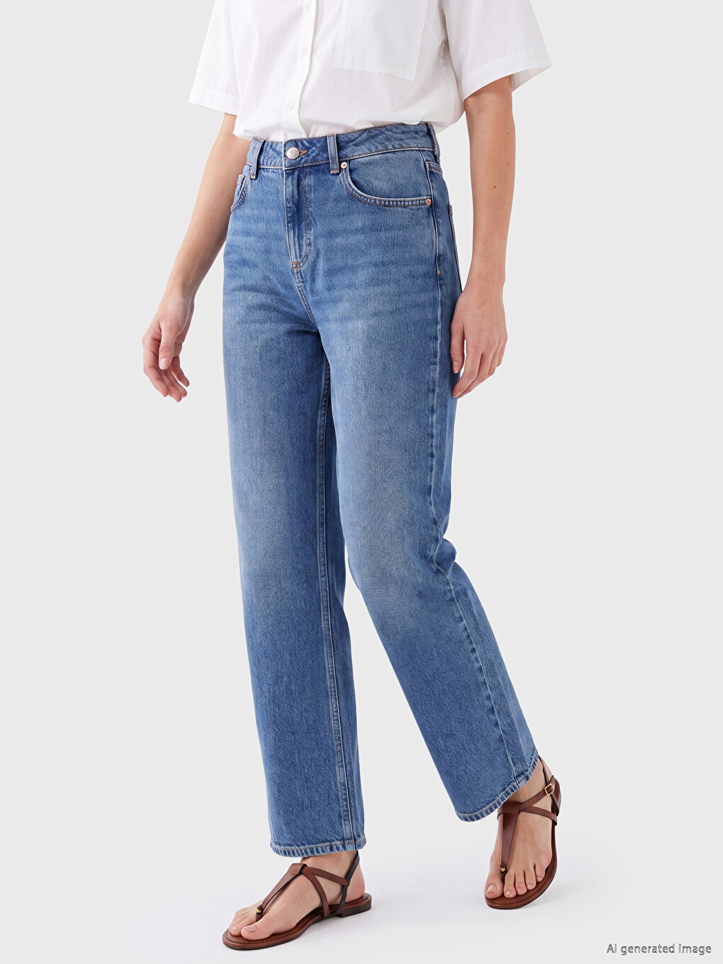 Straight Fit Kadın Jean Pantolon-1