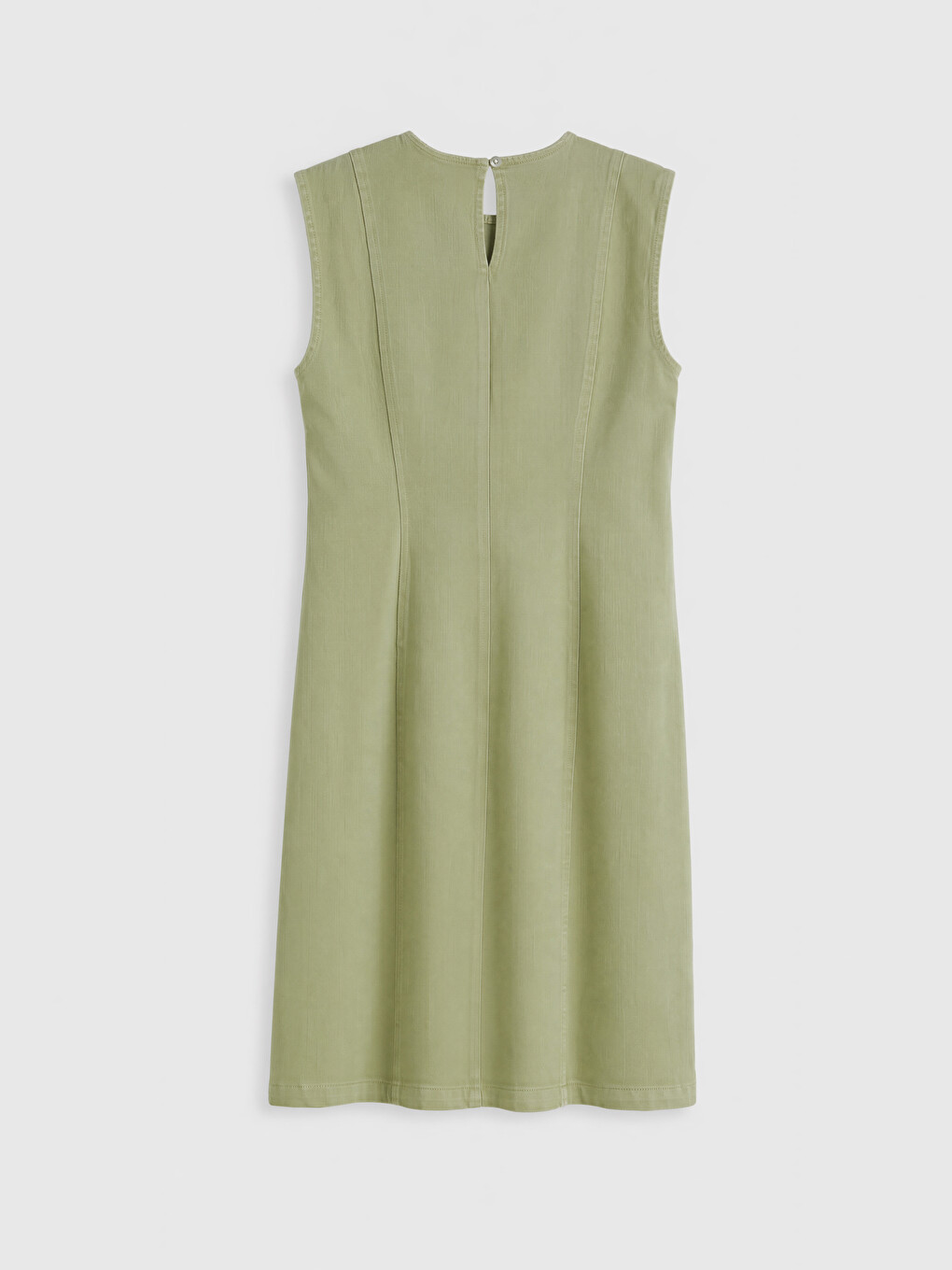 Yeşil Bisiklet Yaka Mini Jean Elbise-1