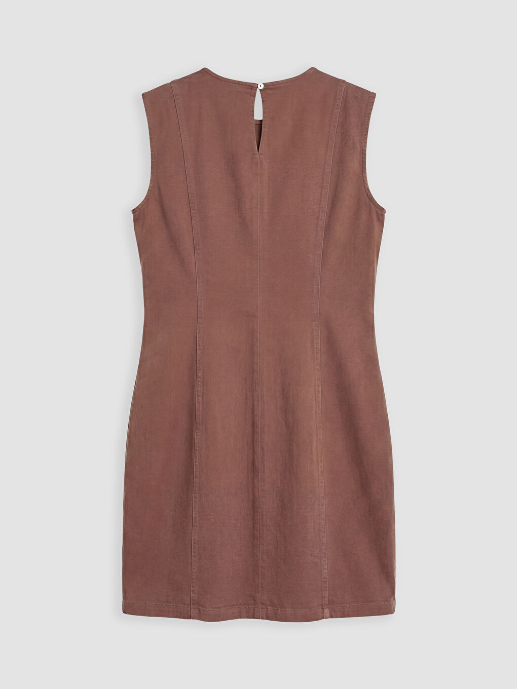 Kahverengi Bisiklet Yaka Mini Jean Elbise-1