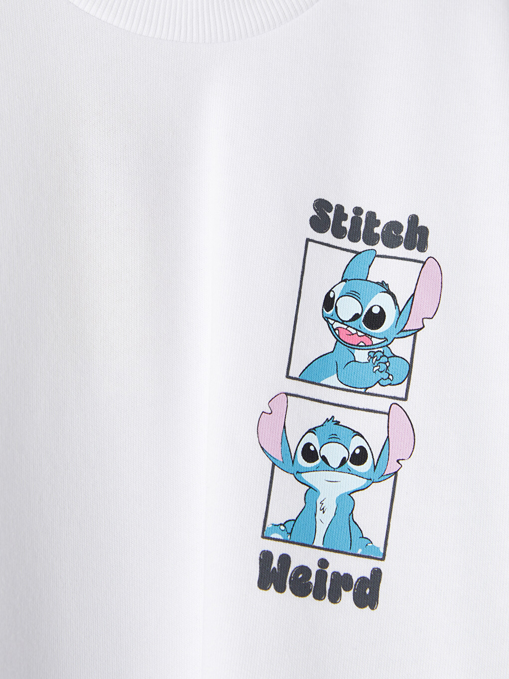 Beyaz Stitch Baskılı Kız Çocuk Sweatshirt-2