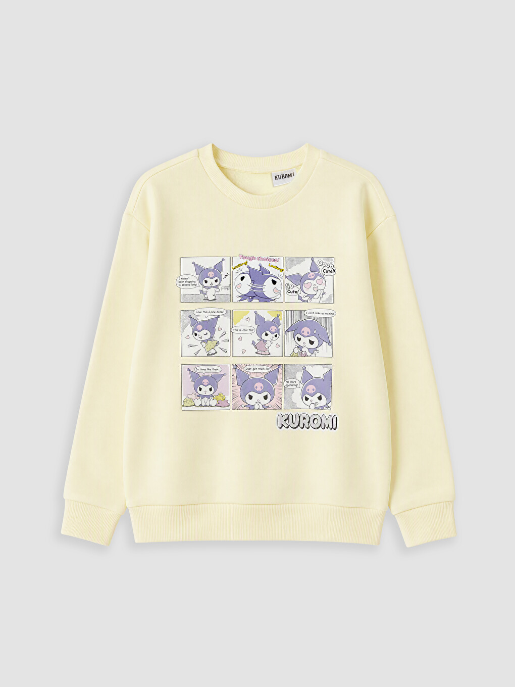 Sarı Kuromi Baskılı Kız Çocuk Kalın Sweatshirt