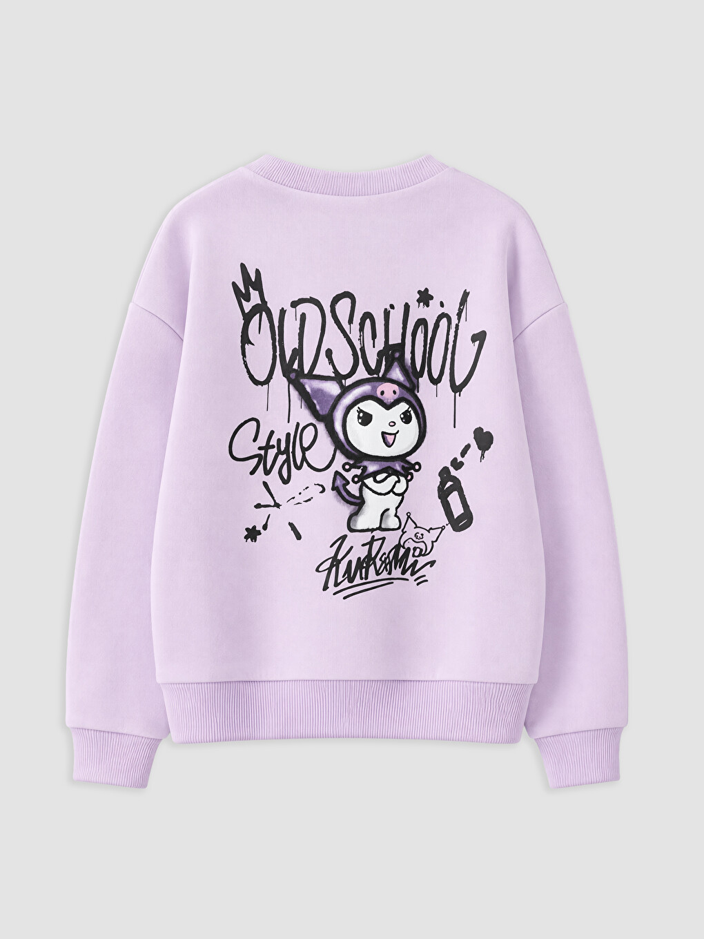 Lila Kuromi Baskılı Kız Çocuk Sweatshirt-1