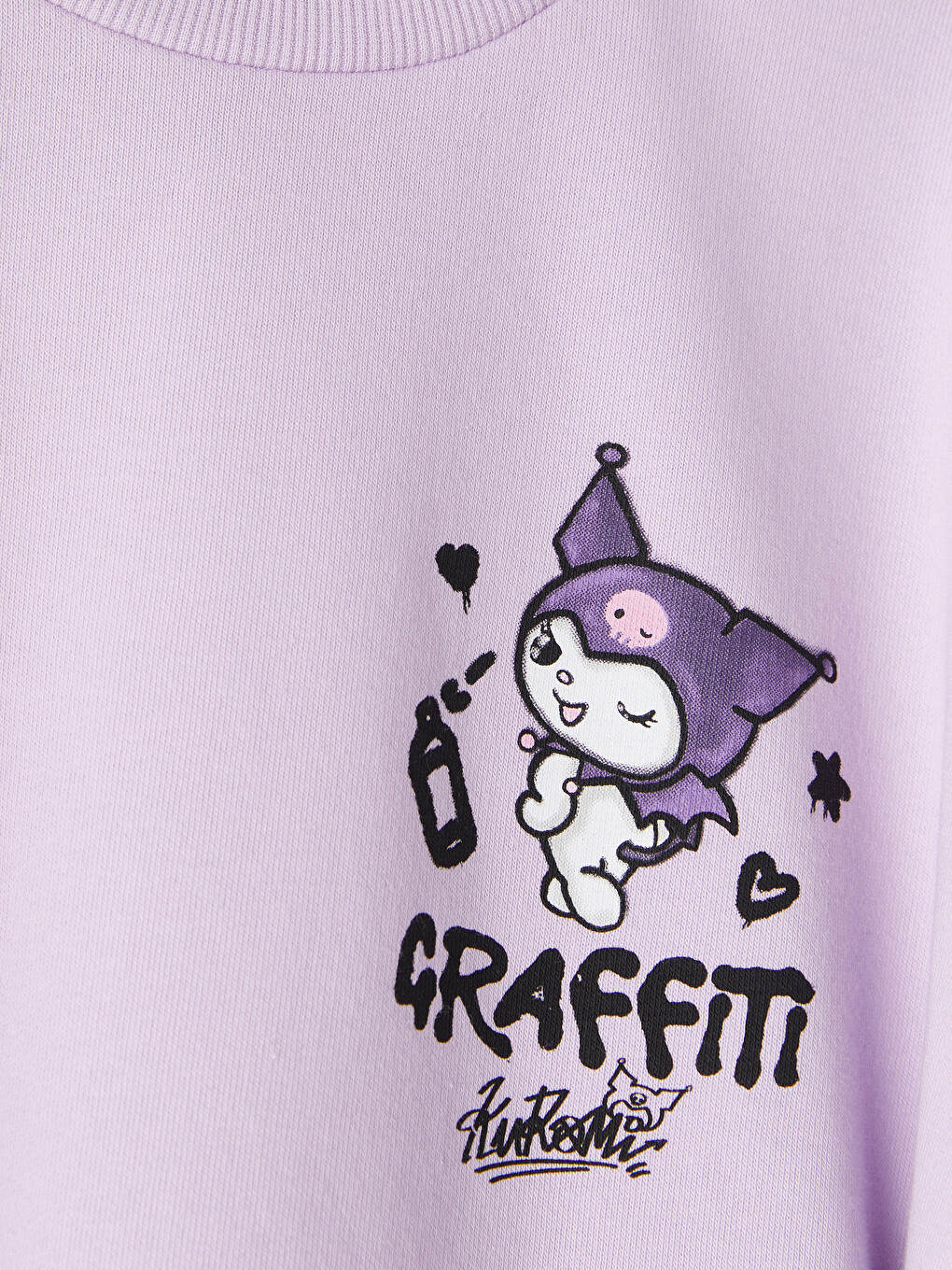 Lila Kuromi Baskılı Kız Çocuk Sweatshirt-2