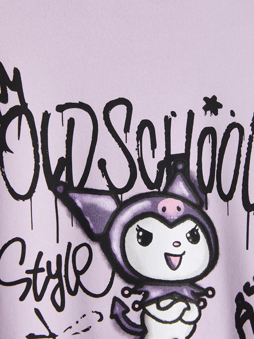 Lila Kuromi Baskılı Kız Çocuk Sweatshirt-3