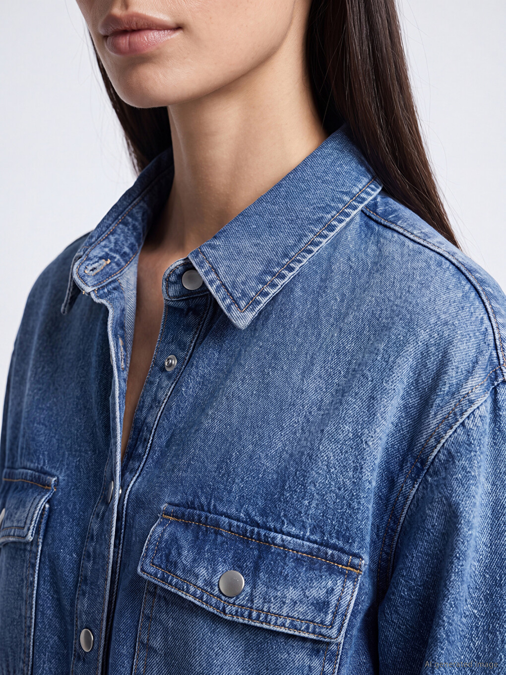 Waist Tied Women's Jean Shirt-2