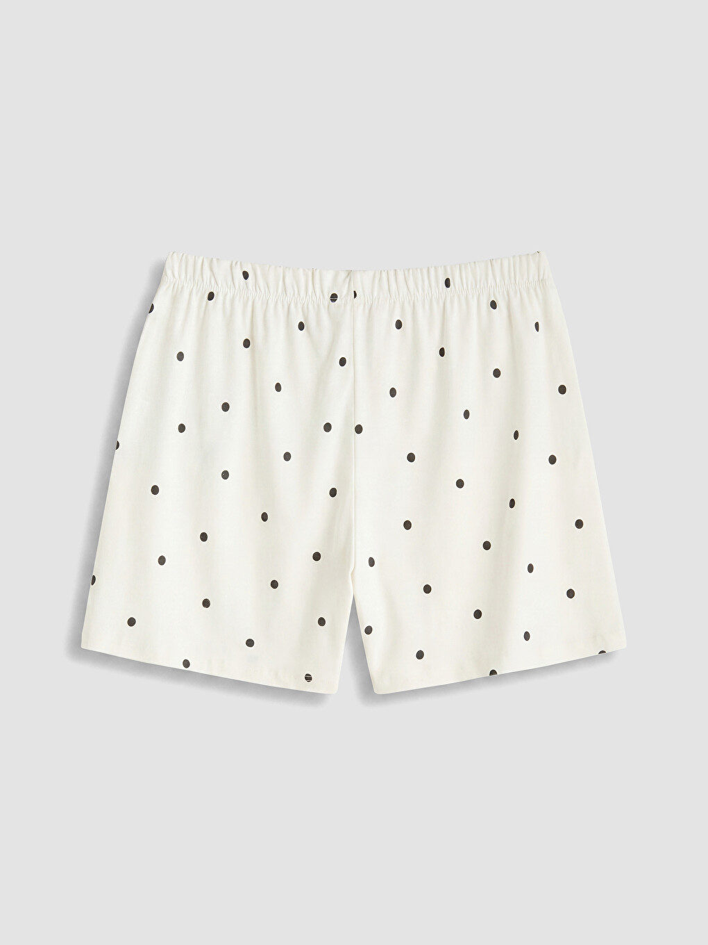 Ekru Puantiyeli Kadın Şort Pijama Alt-2