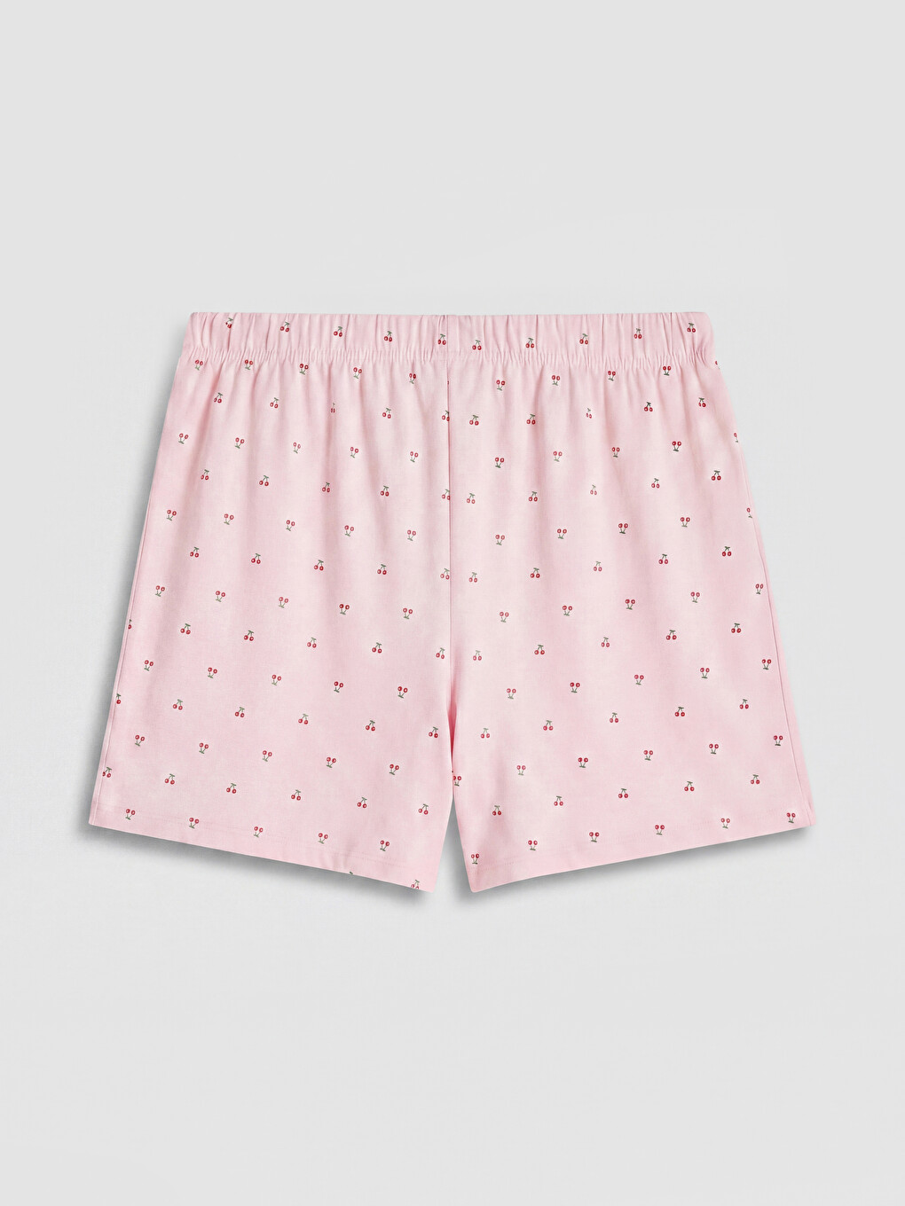 Ekru Kiraz Desenli Kadın Şort Pijama Alt-1
