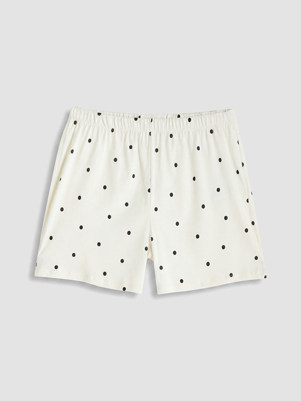 Ekru Puantiyeli Kadın Şort Pijama Alt