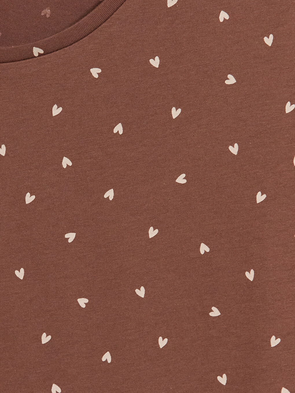 Kahverengi Bisiklet Yaka Desenli Kadın Pijama Üstü-1