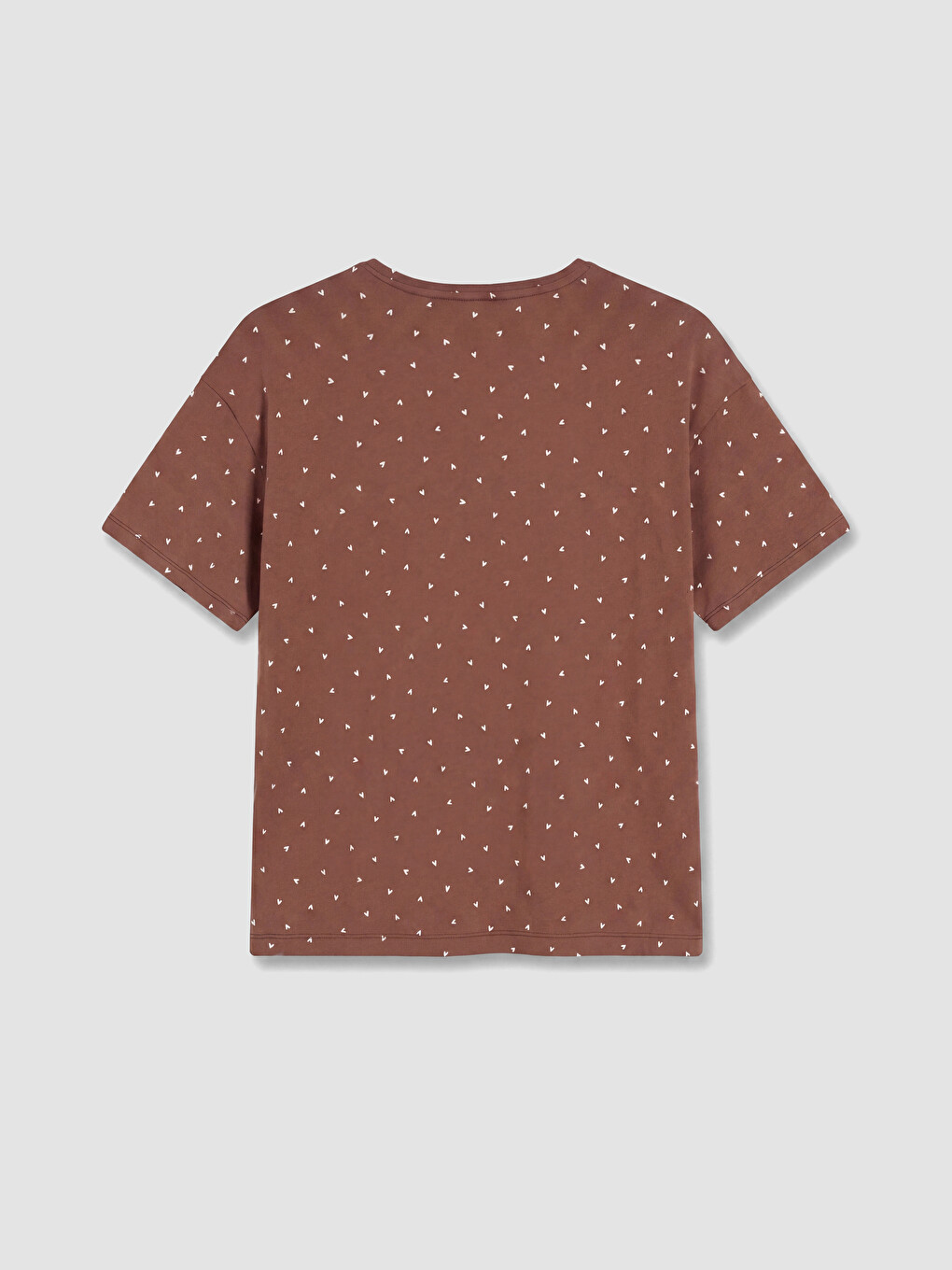 Kahverengi Bisiklet Yaka Desenli Kadın Pijama Üstü-2