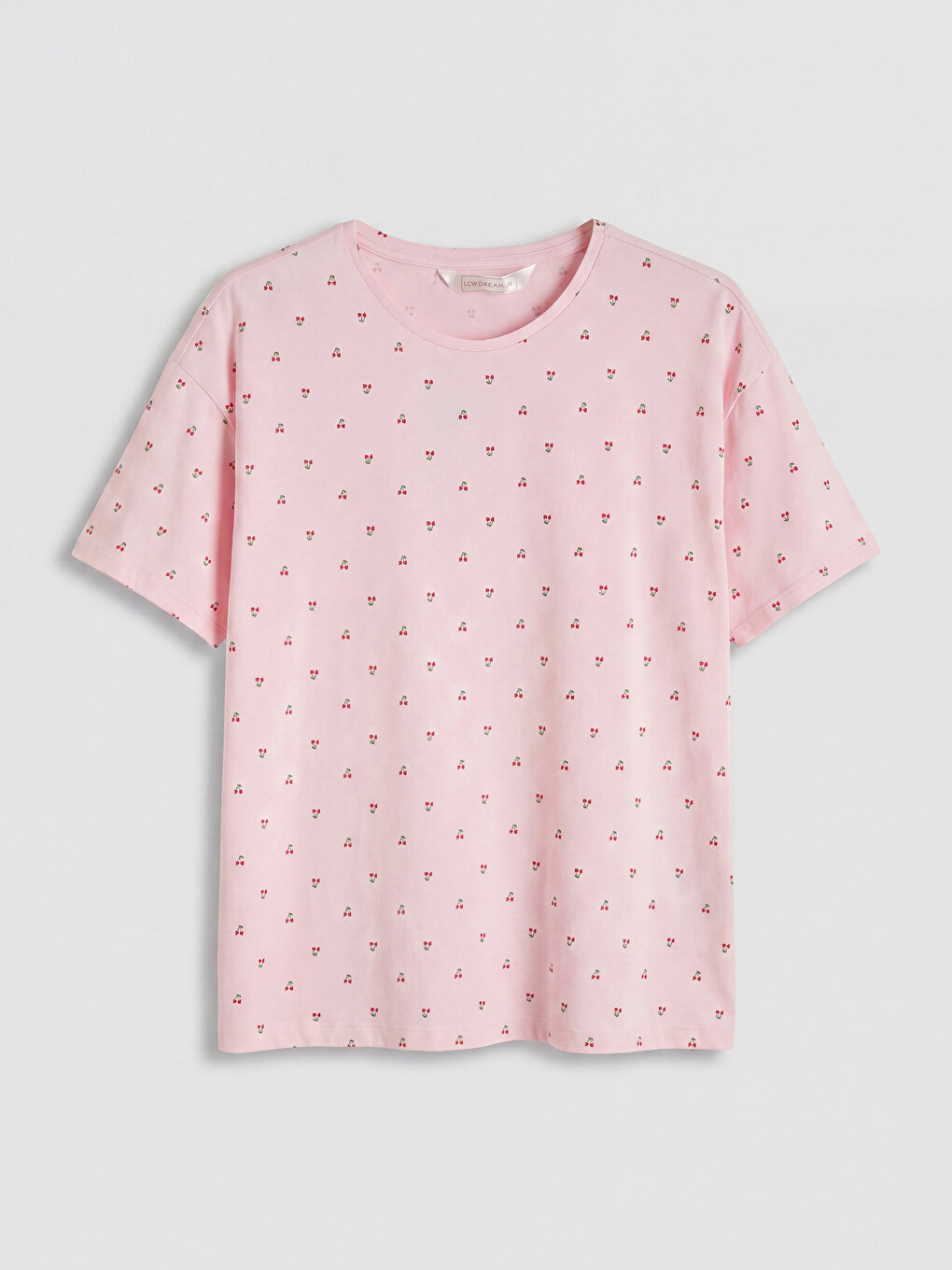 Ekru Kiraz Desenli Kadın Pijama Üstü